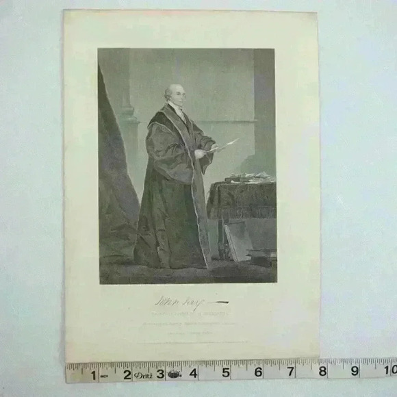 Art Print John Jay Portrait America 1st Chief Justice Supreme Court Antique 1862 - Picture 6 of 12